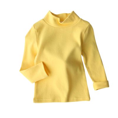 Toddler Turtleneck Kids Boys Girls Solid Color Long Sleeve Shirt Fall Winter Blouse Unisex Basic (Yellow, 7-9 Years)