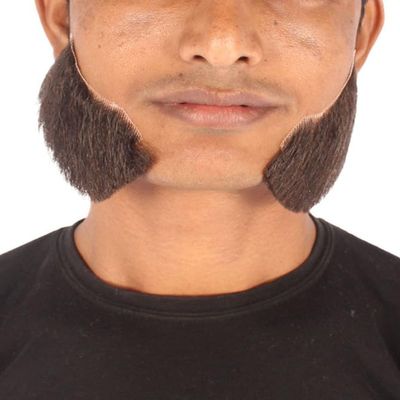 BC GOODS BY Men's Human Hair Mutton Chops Side Burns Beard Cosplay Facial Hair, Light Black