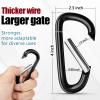 sprookber 4" Heavy Duty Aluminum Carabiners, Large D-Ring Clips, Spring Snap Hooks for Camping, Hiking, Keychain, Dog Leash (Set of 4, Black) view 2