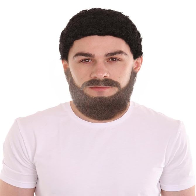 BC GOODS BY Mens Medium Synthetic Fiber Beard Mustache Set | Realistic Facial Hair Accessory for Men | Fake Beard Sets for Halloween, Christmas, and Costume Party - Dark Brown