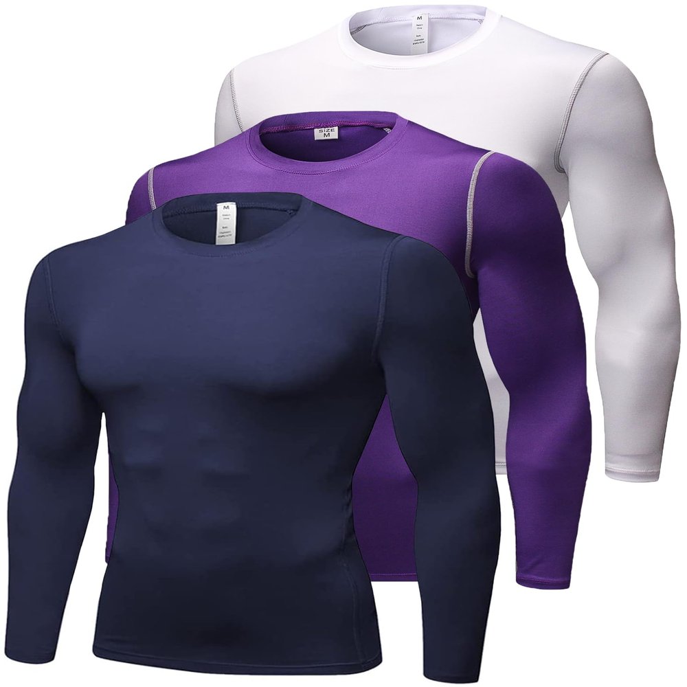 Mens Compression Shirts Workout Cool Dry Tops Sports Athletic Gym Base Layer Undershirt Running Basketball T Shirt