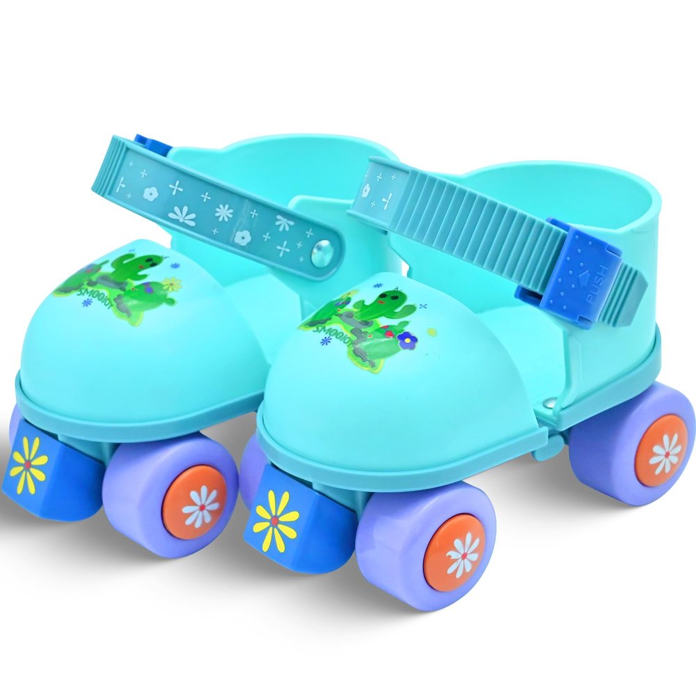 SMOOJOY Toddler Roller Skates for Kids Boys Girls Ages 2-5 Adjustable Quad Skate Shoes for Beginners Green Rollerskates patines para nios