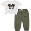 ARTMINE Girls 2-Piece Clothing Sets Sleeve Printed T-shirt+Casual Drawstring Elastic Waist Cargo Pants, US 9-10 Years = Tag 150 view 1