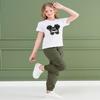 ARTMINE Girls 2-Piece Clothing Sets Sleeve Printed T-shirt+Casual Drawstring Elastic Waist Cargo Pants, US 9-10 Years = Tag 150 view 3