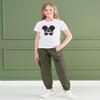ARTMINE Girls 2-Piece Clothing Sets Sleeve Printed T-shirt+Casual Drawstring Elastic Waist Cargo Pants, US 9-10 Years = Tag 150 view 4