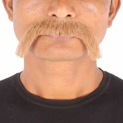 BC GOODS BY Men's Extended Cowboy Mustache Novelty Faux Facial Hair, Light Brown
