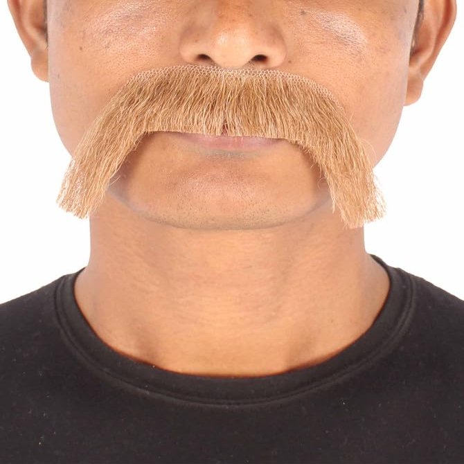 BC GOODS BY Men's Extended Cowboy Mustache Novelty Faux Facial Hair, Light Brown