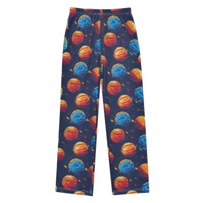 ALAZA Basketball Watercolor Stylish Pajama Pants Long Sleep Pant Pajama Bottoms Elastic Waist with Pockets 9-10 Years