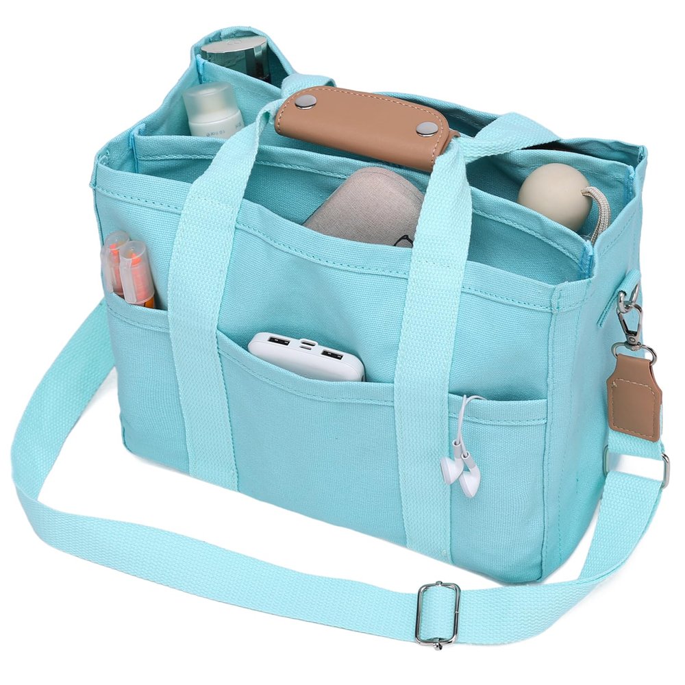 Barsine Messenger Bag for Women and Men, Multi-Pocket & Compartments Everyday Tote, Lightweight Canvas Bible Sturdy Bag