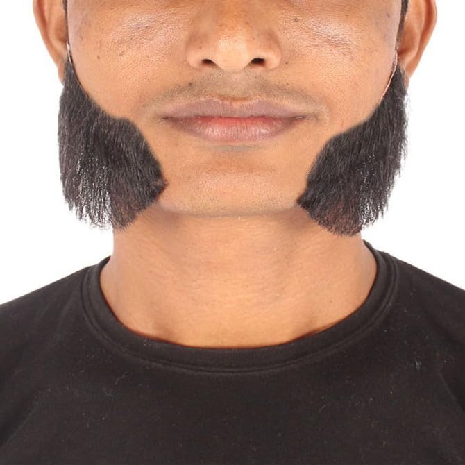 BC GOODS BY Men's Human Hair Mutton Chops Side Burns Beard Cosplay Facial Hair, Black