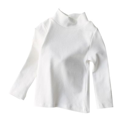 Toddler Turtleneck Kids Boys Girls Solid Color Long Sleeve Shirt Fall Winter Blouse Unisex Basic Warm (White, 7-9 Years)