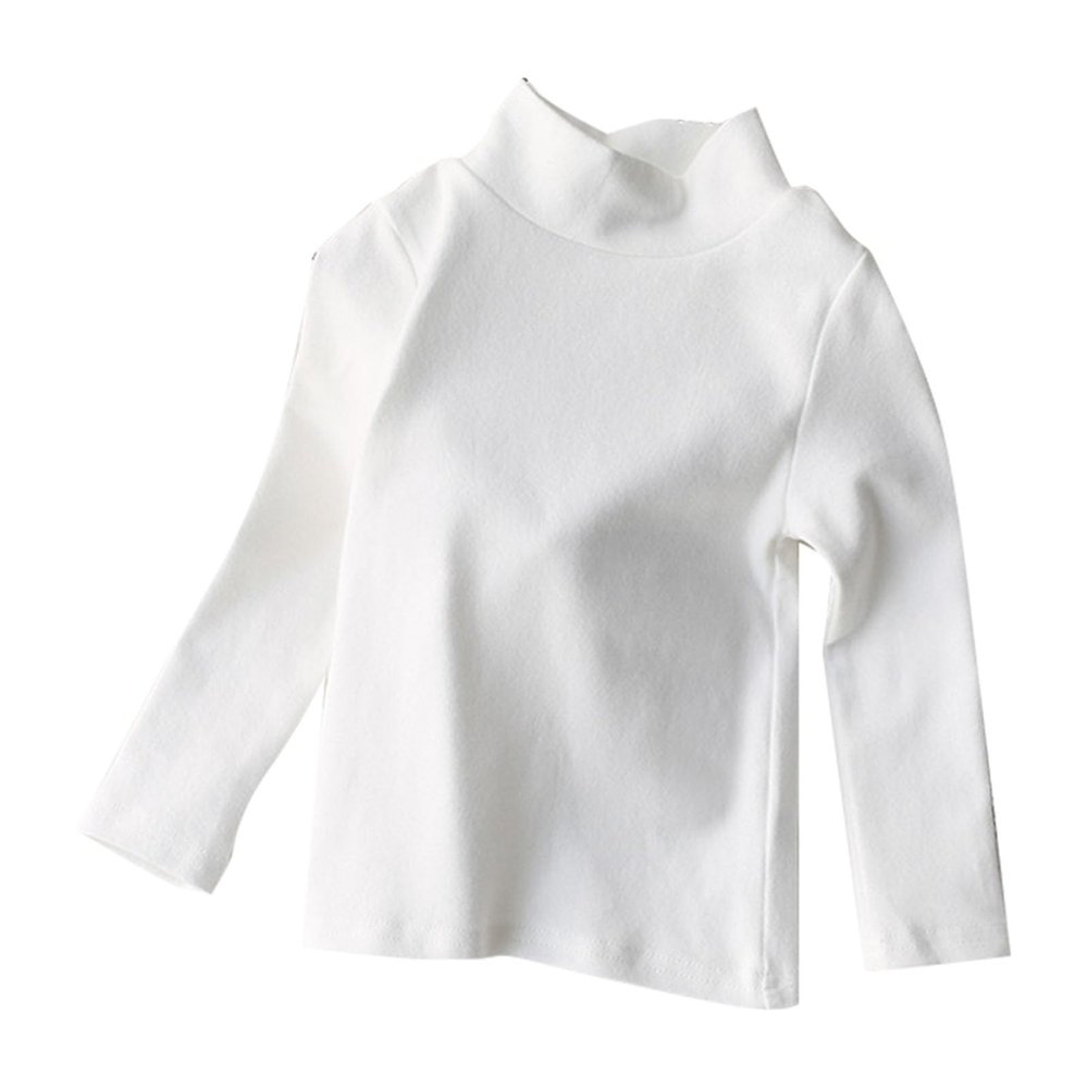 Toddler Turtleneck Kids Boys Girls Solid Color Long Sleeve Shirt Fall Winter Blouse Unisex Basic Warm (White, 7-9 Years)