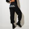 Womens Cinch Bottom Sweatpants Pockets I Love My HOT Boyfriend Letter Graphic Print Yoga Lounge Comfy Workout Jogging Pants Medium Z55-Black view 2