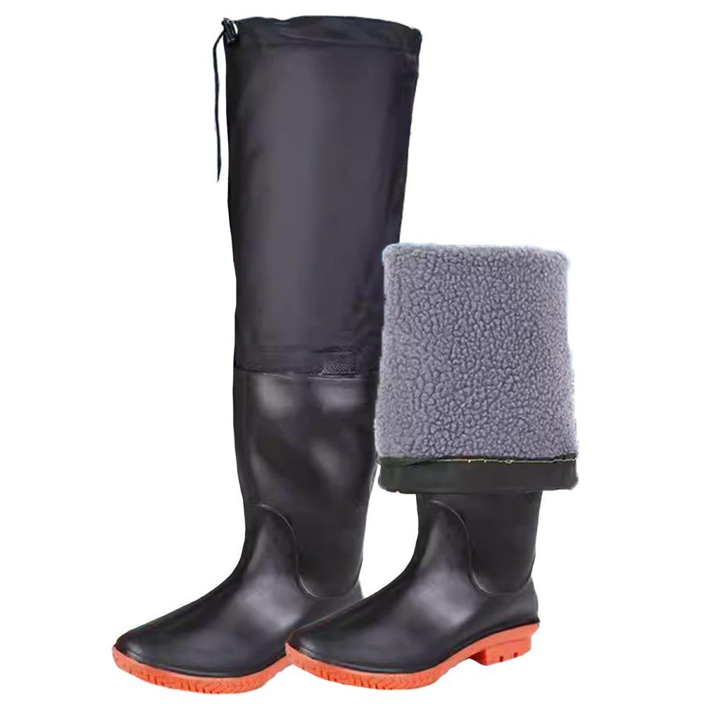 EMCXXCJQ Hip Waders for Men Waterproof Fluffy Insulation Warm Wader Anti Slip Oxford Sole PVC Waterproof Fabric Adjustable Strap(7)