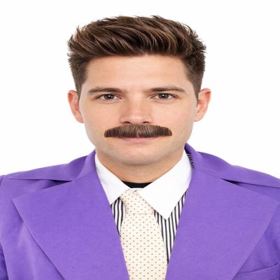 BC GOODS BY Mens Small Straight Mustache Natural Self Adhesive Real Human Hair - Facial Cosplay Hairpiece for Festive Gatherings - Brown