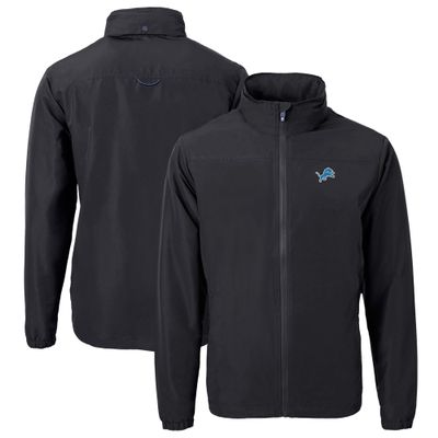 Cutter & Buck Men's Black Detroit Lions Big & Tall Charter Eco Knit Recycled Full-Zip Jacket