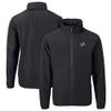 Cutter & Buck Men's Black Detroit Lions Big & Tall Charter Eco Knit Recycled Full-Zip Jacket view 1