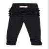RuffleButts Black Baby Ruched Bow Leggings - 4T view 1