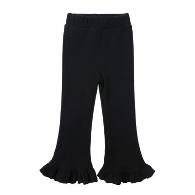 Toddler Girls Flare Slim Leggings Ruffle Bell Bottoms Yoga Bootcut Pants Pull on High Elastic Waist (Black, 4-5 Years)