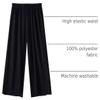 Girls Wide Leg Pants Flowy Stretchy Palazzo Pants Loose Lounge Thin Pants Straight Leg High Elastic (Black, 5-6 Years) view 3
