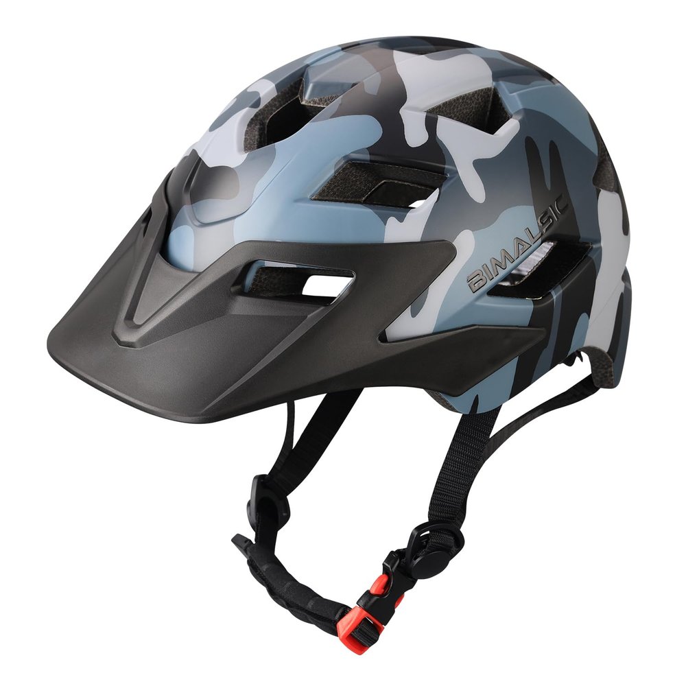 BIMALSIC Kids Youth Bike Helmet -with Removable Visor,Child Helmet for Boys and Girls 54-57cm (Ages 5-8-12-14 Years) Black camo Color