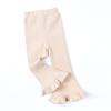Toddler Girls Flare Slim Leggings Ruffle Bell Bottoms Yoga Bootcut Pants Pull on High Elastic Waist (Beige, 6-7 Years) view 3