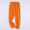 Boys Girls Long Bloomers Basic Harem Pants Solid Loose Elastic Waist Joggers Sweatpants Lounge (Orange, 10-12 Years) view 2