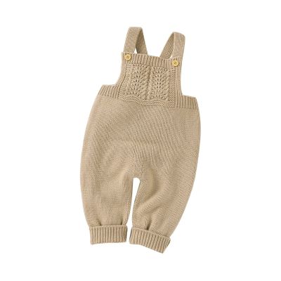 Baby Girls Boys Knit Suspender Romper Solid Sleeveless Overalls Sweater Jumpsuit Fall Winter Little (Khaki, 0-6 Months)