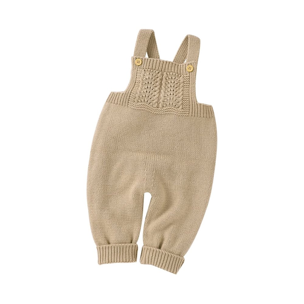 Baby Girls Boys Knit Suspender Romper Solid Sleeveless Overalls Sweater Jumpsuit Fall Winter Little (Khaki, 0-6 Months)