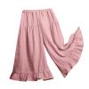Little Girls Palazzo Pants Flowy Wide Leg Cotton Linen Pants Kids Toddler Baby Elastic (Watermelon Red, 12-18 Months) view 1