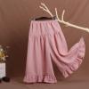 Little Girls Palazzo Pants Flowy Wide Leg Cotton Linen Pants Kids Toddler Baby Elastic (Watermelon Red, 12-18 Months) view 3