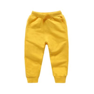 Kids Toddler Baby Boys Girls Pull on Joggers Thick Plain Baggy Sweatpants Loose Tapered Trousers (Yellow, 4-5 Years)