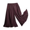 Little Girls Palazzo Pants Flowy Wide Leg Cotton Linen Pants Kids Toddler Baby Elastic Waist Loose (Coffee, 3-5 Years) view 1