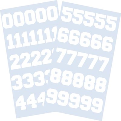 Sports Helmet Numbers 1" by Chalkallaboutit Baseball, Softball, Hockey, Football and Lacrosse (Matte White)