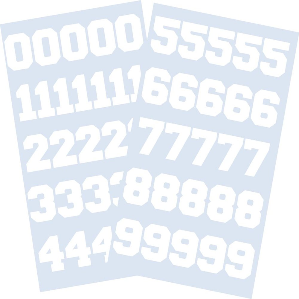 Sports Helmet Numbers 1" by Chalkallaboutit Baseball, Softball, Hockey, Football and Lacrosse (Matte White)