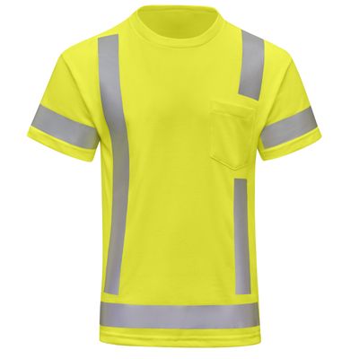 Red Kap Men's Hi-Visibility Short Sleeve Performance Core Tee, Type R, Class 3, Yellow Lime