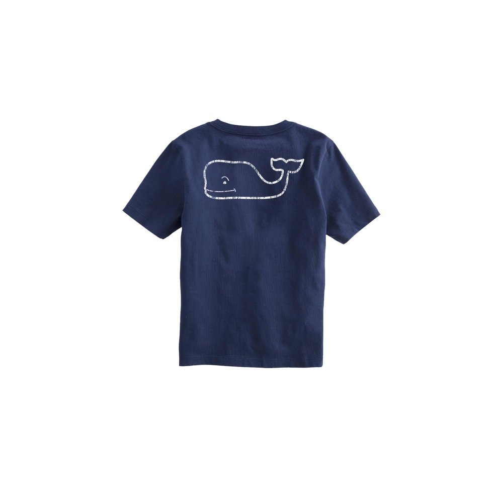 Vineyard Vines Girls' Vintage Whale Short-Sleeve Pocket Tee, Blue Blazer, 7