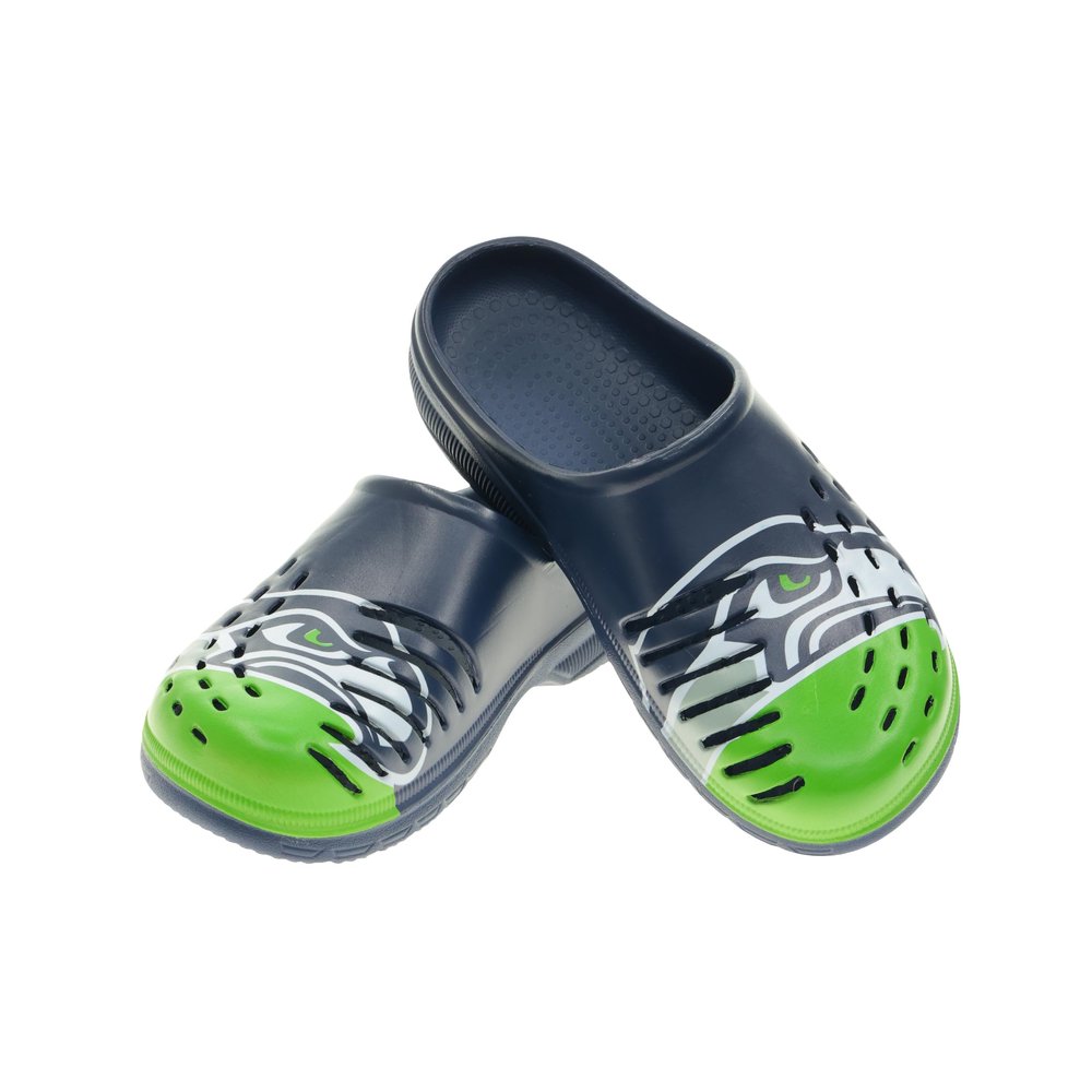 FOCO Men's NFL Colorblock Big Logo Clog, Seattle Seahawks, Medium