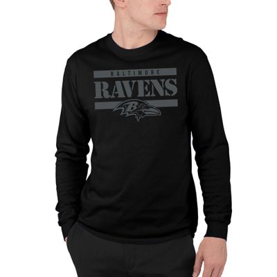 Baltimore Ravens Stencil Block - NFL Adult Long Sleeve Fan T-Shirt