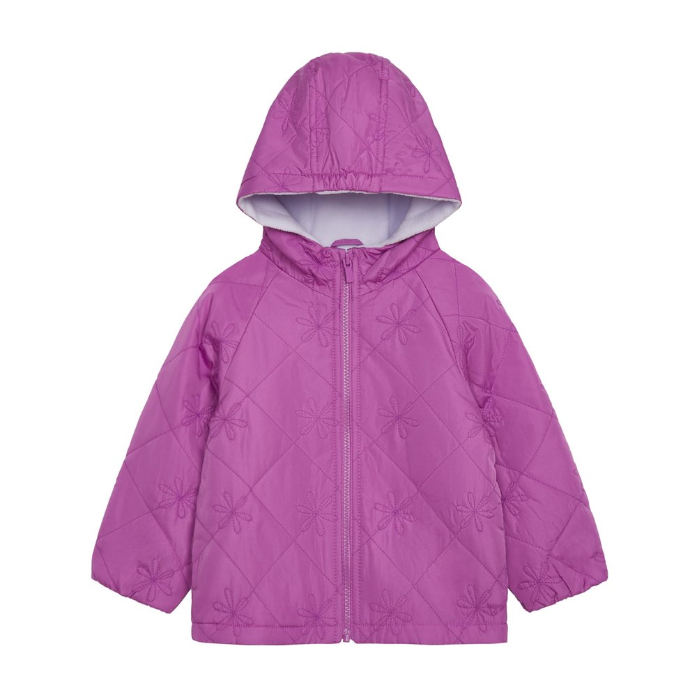 Carter's Baby Girls Daisy Diamond Quilted Midweight Jacket, Purple, 24M