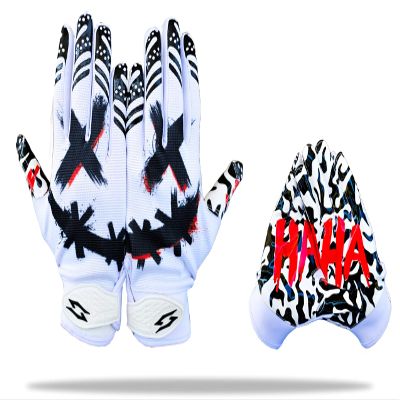 Joker Football Wide Receiver Gloves Jester Tacky Elite Pro Sticky Grip Palms Super Sports Performance Boost Game Skin Tight Kids Boys Sizes Youth Adult Men Wide Villain Battle USA (Adult XL)