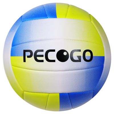 PECOGO Volleyball Size 5 PU Leather Soft Indoor Outdoor Volleyballs Sports Training Game Play Ball for Beginner, Teenager, Adult, 8.2 (Yellow+Blue)