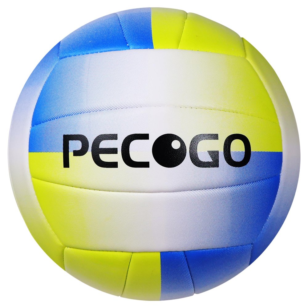 PECOGO Volleyball Size 5 PU Leather Soft Indoor Outdoor Volleyballs Sports Training Game Play Ball for Beginner, Teenager, Adult, 8.2 (Yellow+Blue)