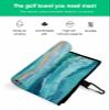 Golf Towels, Summer Wave Spray Beach Abstractive Ocean Style Ombre Turquoise Microfiber Waffle Absorbent Golf Accessories with Handy Clip for Golf Bag for Women, Men 24x16 Inch view 2