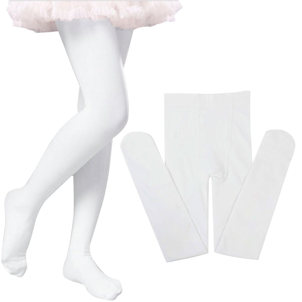 Ballet Tights for Girls Dance Leggings Toddler Ballet Tights Girls Thick Soft Footed Kids Ballet Cute (White, 7-8 Years)