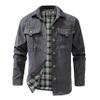QIQICITI Men's Long Sleeved Flannel Lined Workwear Casual Button up Shirt Jacket (US, Alpha, Small, Dark Grey) view 1