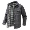 QIQICITI Men's Long Sleeved Flannel Lined Workwear Casual Button up Shirt Jacket (US, Alpha, Small, Dark Grey) view 2