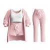 Akklian Women Fuzzy Fall Outfit Pajamas, Sherpa Cardigan Outwear Sleeveless Crop Tops Shorts & Pants Nightwear Set 3PC/4PC view 1