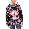 Viewamoon Axolotl Zip Hoodies for Girls Long Sleeve Shirts Cherry Blossom Sweater With Zipper For Kids Loosr Fall Outfit Fashion Cute Shirt for Girls 6-16 Age Size M view 3