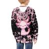 Viewamoon Axolotl Zip Hoodies for Girls Long Sleeve Shirts Cherry Blossom Sweater With Zipper For Kids Loosr Fall Outfit Fashion Cute Shirt for Girls 6-16 Age Size M view 4